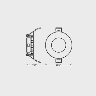 OSRAM LED plafond inbouwlamp SLIM, Ø 9 cm, 6.500 K, wit