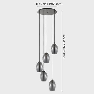 EGLO Stars Of Light hanglamp Estanys, zwart, 5-lamps, rond