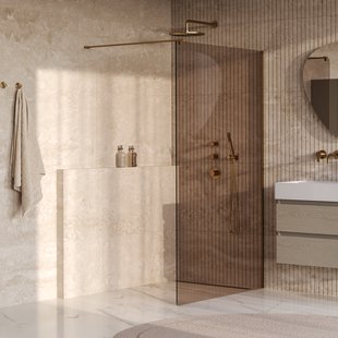 BRAUER Oblivion inloopdouche brons glas 120x200 incl. glascoating PVD goud geborsteld