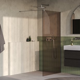 BRAUER Oblivion inloopdouche brons glas 90x200 incl. glascoating PVD RVS-kleurig geborsteld