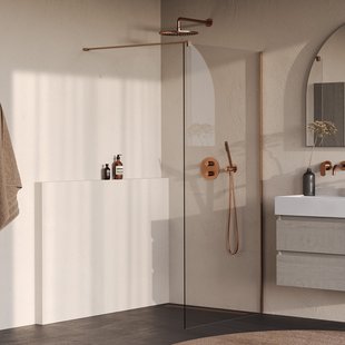 BRAUER Oblivion inloopdouche helder glas 100x200 incl. glascoating PVD koper geborsteld