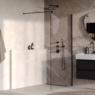 BRAUER Oblivion inloopdouche helder glas 100x200 incl. glascoating mat zwart