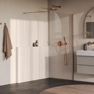 BRAUER Oblivion inloopdouche helder glas 120x200 incl. glascoating PVD koper geborsteld