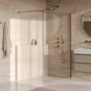 BRAUER Oblivion inloopdouche helder glas 140x200 incl. glascoating PVD goud geborsteld