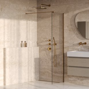 BRAUER Oblivion inloopdouche helder glas 50x200 incl. glascoating PVD goud geborsteld