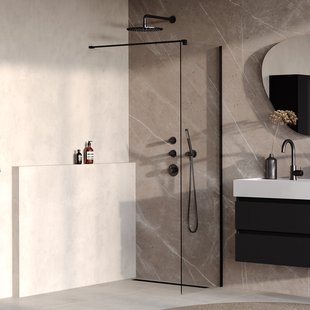 BRAUER Oblivion inloopdouche helder glas 50x200 incl. glascoating mat zwart