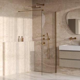 BRAUER Oblivion inloopdouche helder glas 80x200 incl. glascoating PVD goud geborsteld