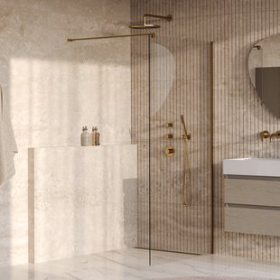 BRAUER Oblivion inloopdouche helder glas 90x200 incl. glascoating PVD goud geborsteld