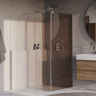 BRAUER Oblivion inloopdouche brons glas 100x200 met zijwand 30 incl. glascoating chroom