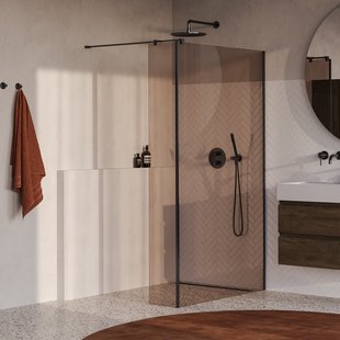 BRAUER Oblivion inloopdouche brons glas 120x200 met zijwand 30 incl. glascoating PVD gunmetal geborsteld