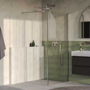 BRAUER Oblivion inloopdouche helder glas 100x200 met zijwand 30 incl. glascoating PVD RVS-kleurig geborsteld