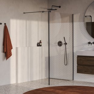 BRAUER Oblivion inloopdouche helder glas 110x200 met zijwand 30 incl. glascoating PVD gunmetal geborsteld