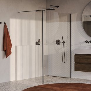 BRAUER Oblivion inloopdouche helder glas 130x200 met zijwand 30 incl. glascoating PVD gunmetal geborsteld