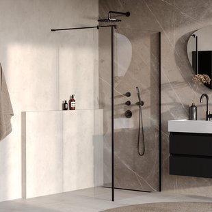 BRAUER Oblivion inloopdouche helder glas 90x200 met zijwand 30 incl. glascoating mat zwart