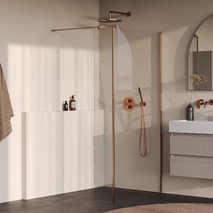 BRAUER Oblivion inloopdouche helder glas 90x200 met zijwand 40 incl. glascoating PVD koper geborsteld