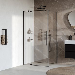 BRAUER Stellar douchecabine met draaideur helder glas 100x100x200 omkeerbaar incl. glascoating mat zwart