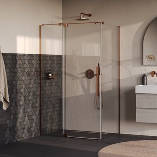 BRAUER Stellar douchecabine met draaideur helder glas 120x100x200 omkeerbaar incl. glascoating PVD koper geborsteld