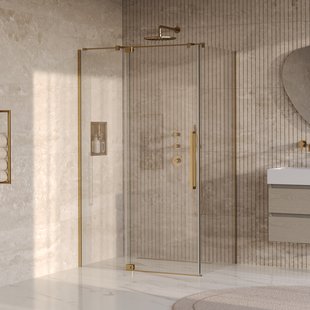 BRAUER Stellar douchecabine met draaideur helder glas 120x80x200 omkeerbaar incl. glascoating PVD goud geborsteld