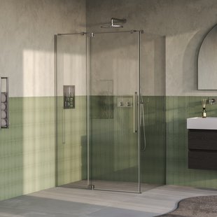 BRAUER Stellar douchecabine met draaideur helder glas 120x80x200 omkeerbaar incl. glascoating PVD RVS-kleurig geborsteld