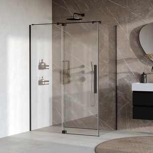 BRAUER Stellar douchecabine met draaideur helder glas 140x100x200 omkeerbaar incl. glascoating mat zwart