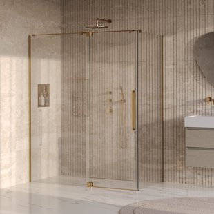 BRAUER Stellar douchecabine met draaideur helder glas 160x100x200 omkeerbaar incl. glascoating PVD goud geborsteld