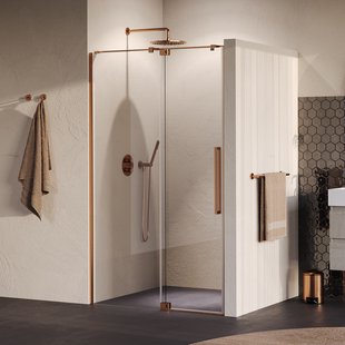 BRAUER Stellar nisdeur 2-delig draaiend helder glas 120x200 omkeerbaar incl. glascoating PVD koper geborsteld