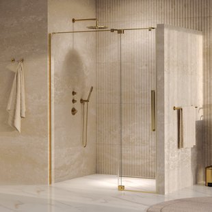 BRAUER Stellar nisdeur 2-delig draaiend helder glas 160x200 omkeerbaar incl. glascoating PVD goud geborsteld