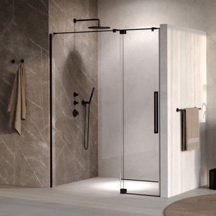 BRAUER Stellar nisdeur 2-delig draaiend helder glas 160x200 omkeerbaar incl. glascoating mat zwart