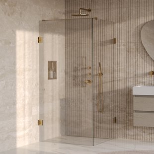 BRAUER Void Carving douchecabine met draaideur helder glas 100x100x200 incl. glascoating PVD goud geborsteld