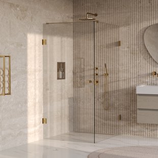 BRAUER Void Carving douchecabine met draaideur helder glas 100x120x200 incl. glascoating PVD goud geborsteld