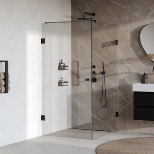 BRAUER Void Carving douchecabine met draaideur helder glas 100x120x200 incl. glascoating mat zwart