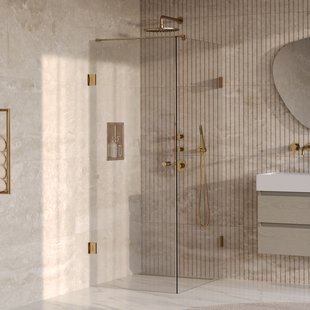 BRAUER Void Carving douchecabine met draaideur helder glas 80x100x200 incl. glascoating PVD goud geborsteld