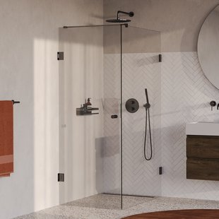 BRAUER Void Carving douchecabine met draaideur helder glas 80x120x200 incl. glascoating PVD gunmetal geborsteld