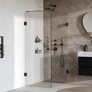 BRAUER Void Carving douchecabine met draaideur helder glas 80x120x200 incl. glascoating mat zwart