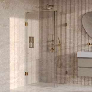 BRAUER Void Carving douchecabine met draaideur helder glas 80x80x200 incl. glascoating PVD goud geborsteld