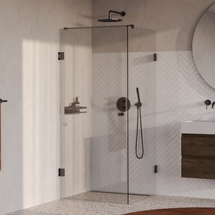 BRAUER Void Carving douchecabine met draaideur helder glas 80x80x200 incl. glascoating PVD gunmetal geborsteld