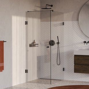 BRAUER Void Carving douchecabine met draaideur helder glas 90x100x200 incl. glascoating PVD gunmetal geborsteld