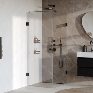 BRAUER Void Carving douchecabine met draaideur helder glas 90x100x200 incl. glascoating mat zwart