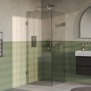 BRAUER Void Carving douchecabine met draaideur helder glas 90x100x200 incl. glascoating PVD RVS-kleurig geborsteld