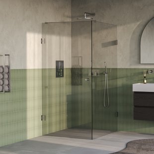 BRAUER Void Carving douchecabine met draaideur helder glas 90x120x200 incl. glascoating PVD RVS-kleurig geborsteld