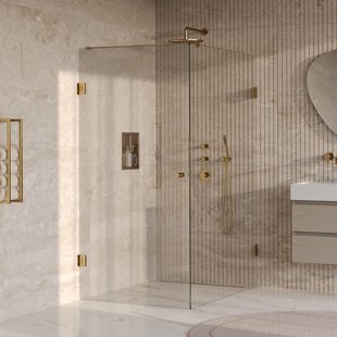 BRAUER Void Carving douchecabine met draaideur helder glas 90x140x200 incl. glascoating PVD goud geborsteld