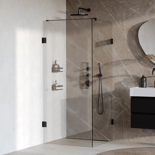 BRAUER Void Carving douchecabine met draaideur helder glas 90x90x200 incl. glascoating mat zwart