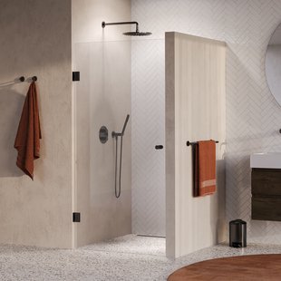 BRAUER Void Carving nisdeur helder glas 100x200 omkeerbaar incl. glascoating PVD gunmetal geborsteld