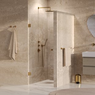 BRAUER Void Carving nisdeur helder glas 60x200 omkeerbaar incl. glascoating PVD goud geborsteld