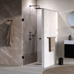 BRAUER Void Carving nisdeur helder glas 60x200 omkeerbaar incl. glascoating mat zwart