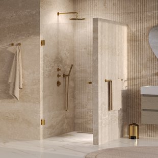 BRAUER Void Carving nisdeur helder glas 90x200 omkeerbaar incl. glascoating PVD goud geborsteld