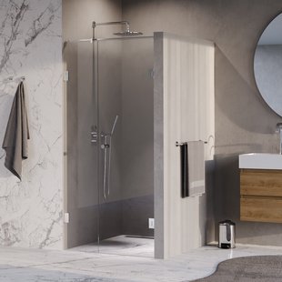 BRAUER Void Carving nisdeur 2-delig helder glas 90x200 omkeerbaar met draaideur 60 aan muur incl. glascoating chroom