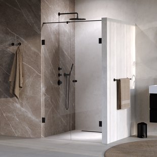 BRAUER Void Carving nisdeur 2-delig helder glas 110x200 omkeerbaar met draaideur 60 aan muur incl. glascoating mat zwart