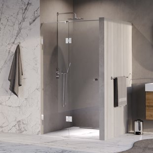 BRAUER Void Carving nisdeur 2-delig helder glas 120x200 omkeerbaar met draaideur 60 aan glas incl. glascoating chroom