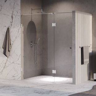 BRAUER Void Carving nisdeur 2-delig helder glas 170x200 omkeerbaar met draaideur 70 aan glas incl. glascoating chroom